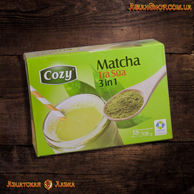 Матча чай з молоком та цукром 3в1 у стиках (18p) Matcha Tra Cozy 306 грам (В'єтнам)