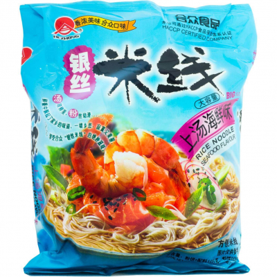 Рисовая Лапша Hezhong Rice Noodle Saefood Flavor со вкусом морепродуктов 105г (Китай)