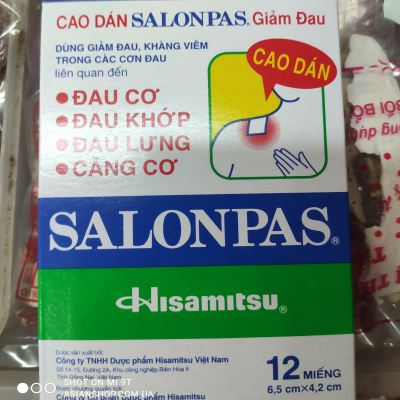 Обезболивающий пластырь Салонпас Salonpas 6,5х4,2 12шт (Вьетнам)